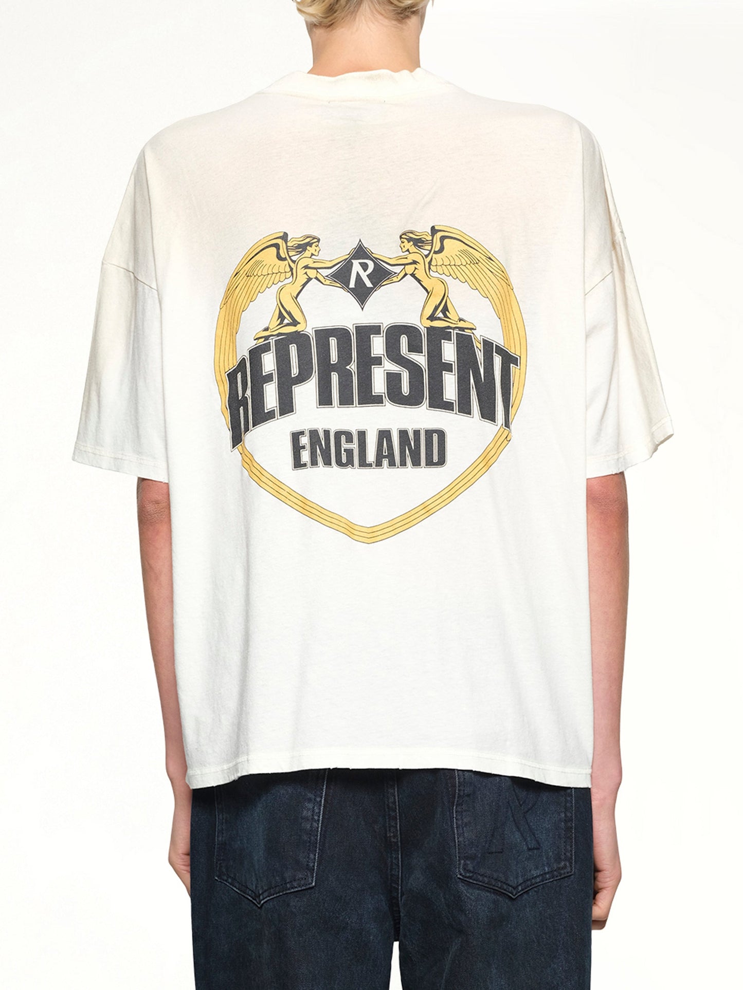 Represent Angel Border T-Shirt (Washed Ecru)
