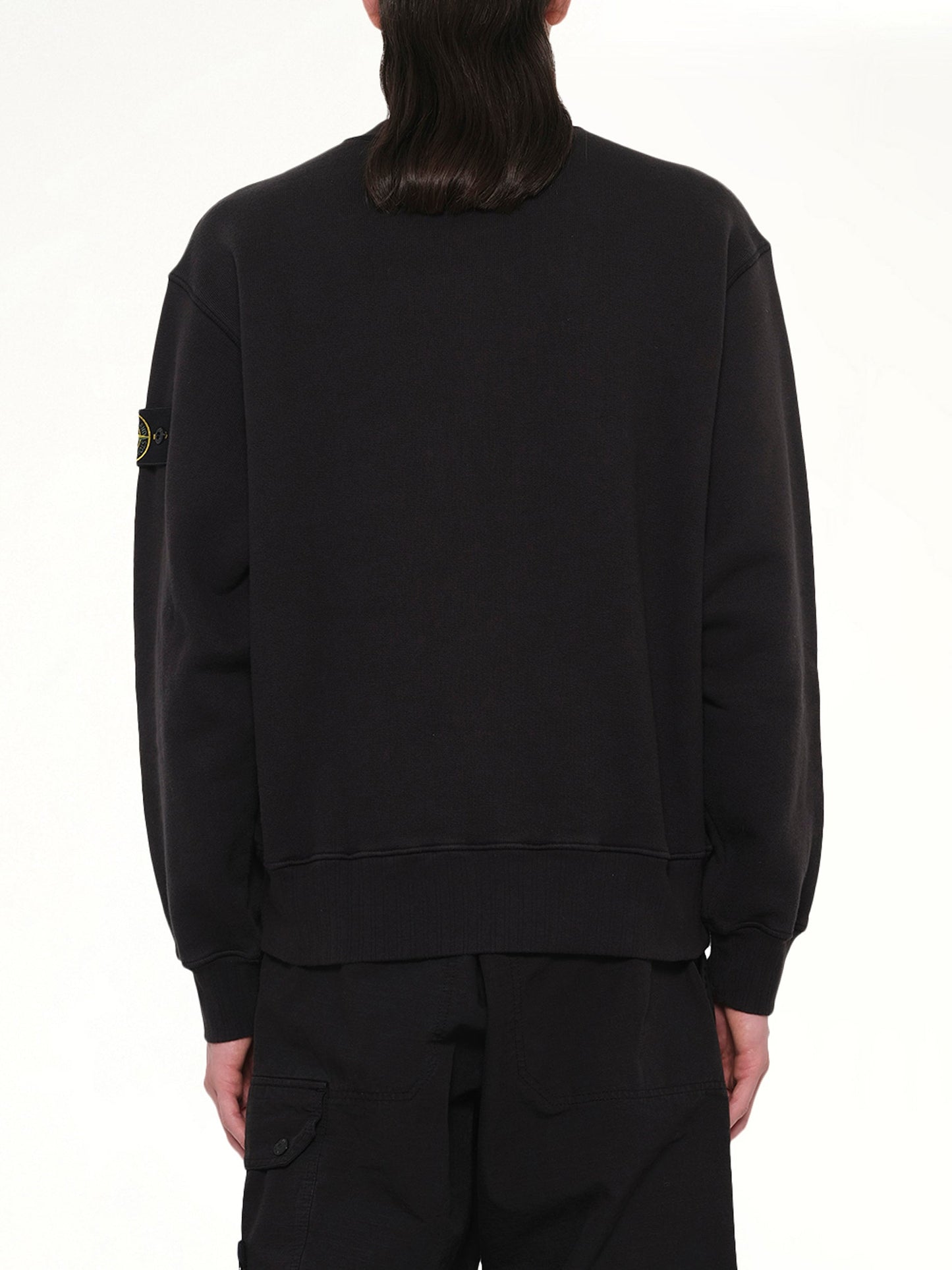 STONE ISLAND 610002 Heavy Cotton Fleece Sweatshirt (Black)