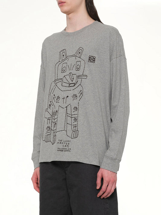 LOEWE Louis Wain Long Sleeve T-Shirt (Grey Melange)