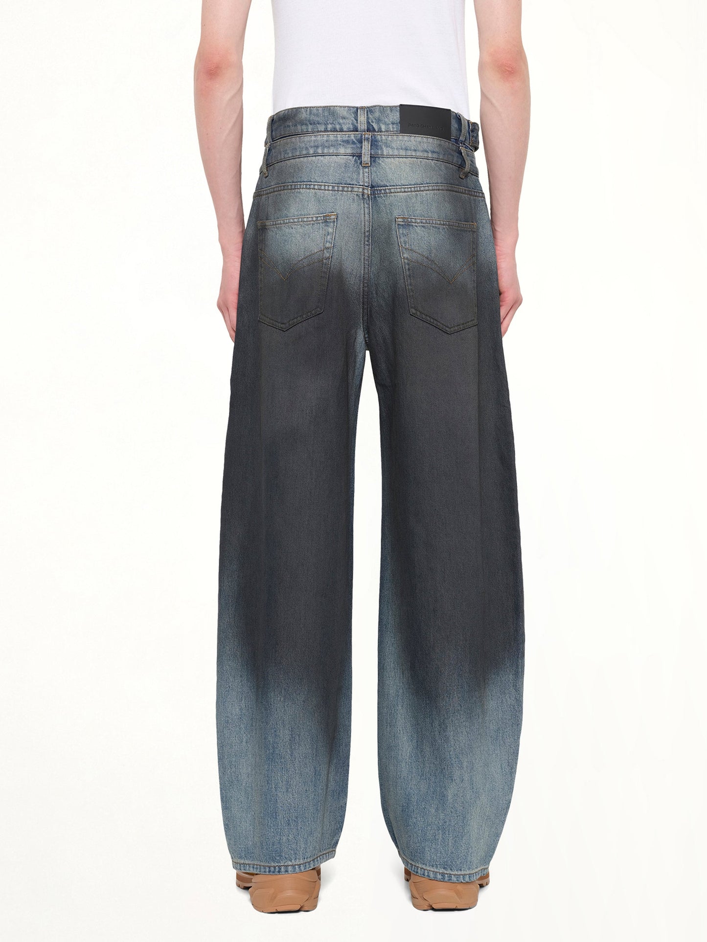 FENG CHEN WANG Double Waist Gradient Denim Trousers (Blue)