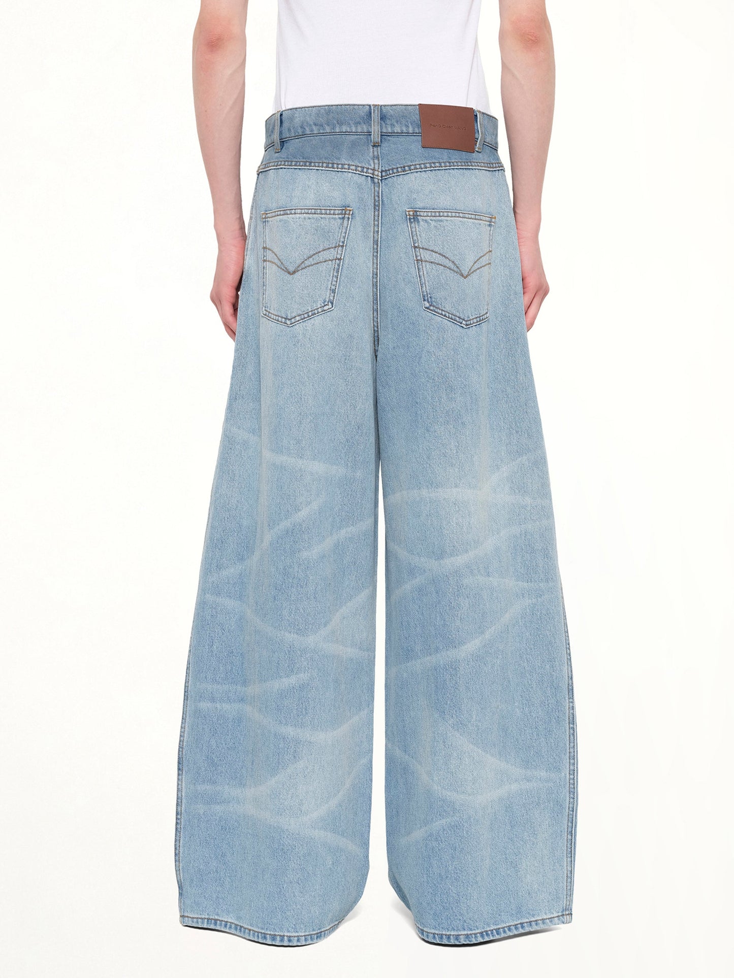 FENG CHEN WANG Wide Leg Denim Trousers (Blue)