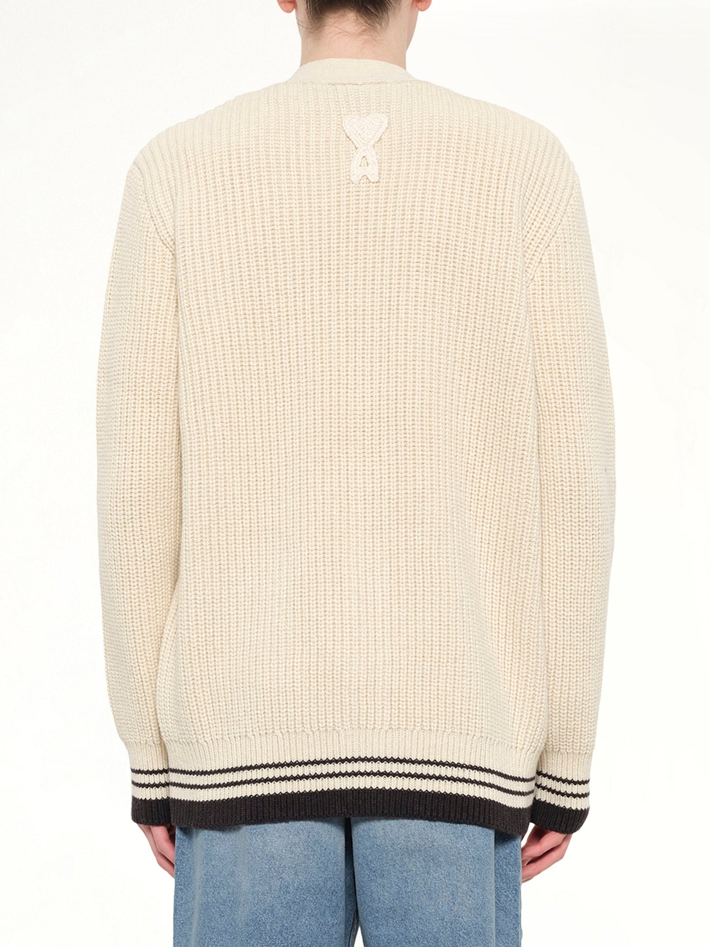 Cardigan with ADC and Ami Paris Patch (White)