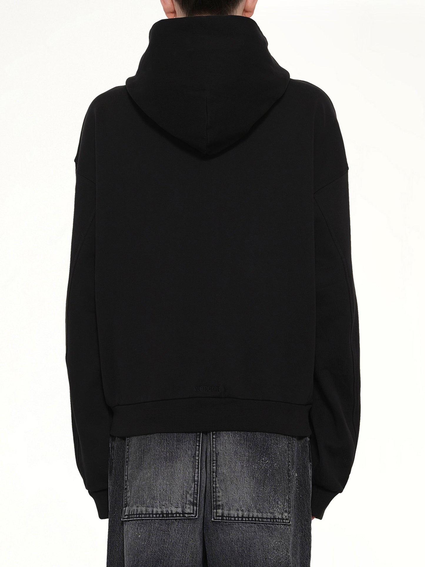 WE11DONE Rhinestone Zip-Up Balloon Hoodie (Black)