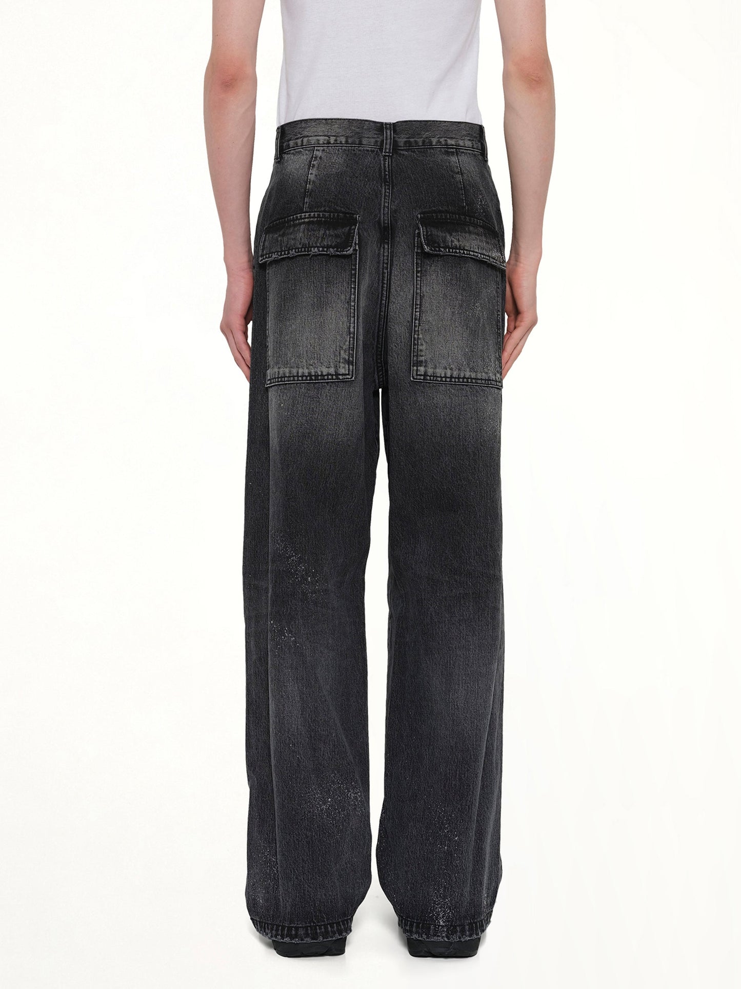 WE11DONE Distressed Cargo Jeans (Black)