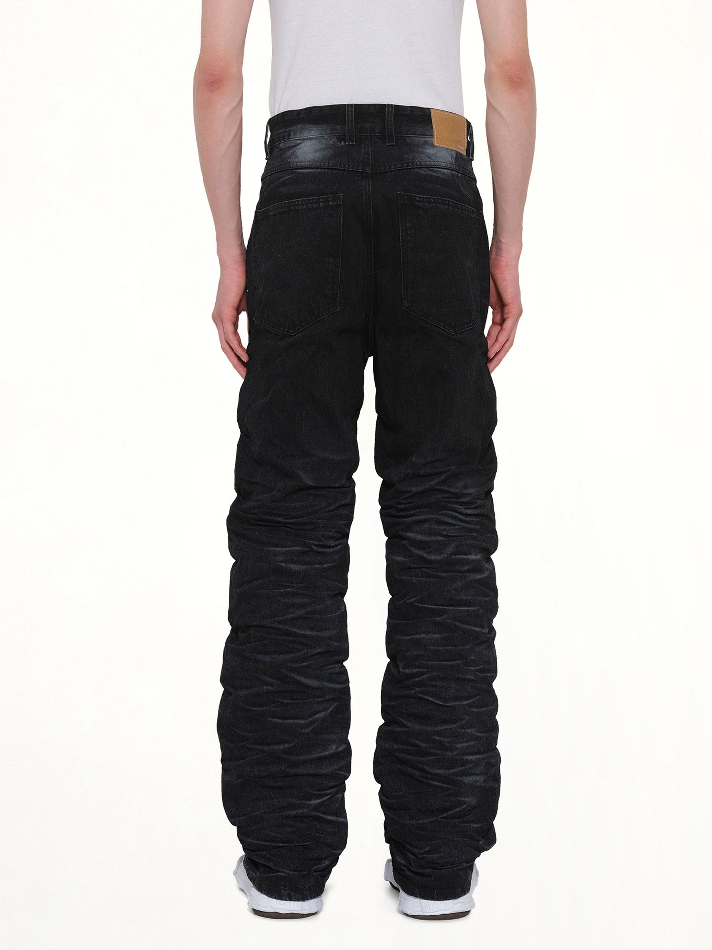 WE11DONE Textured Fold Denim Jeans (Black)