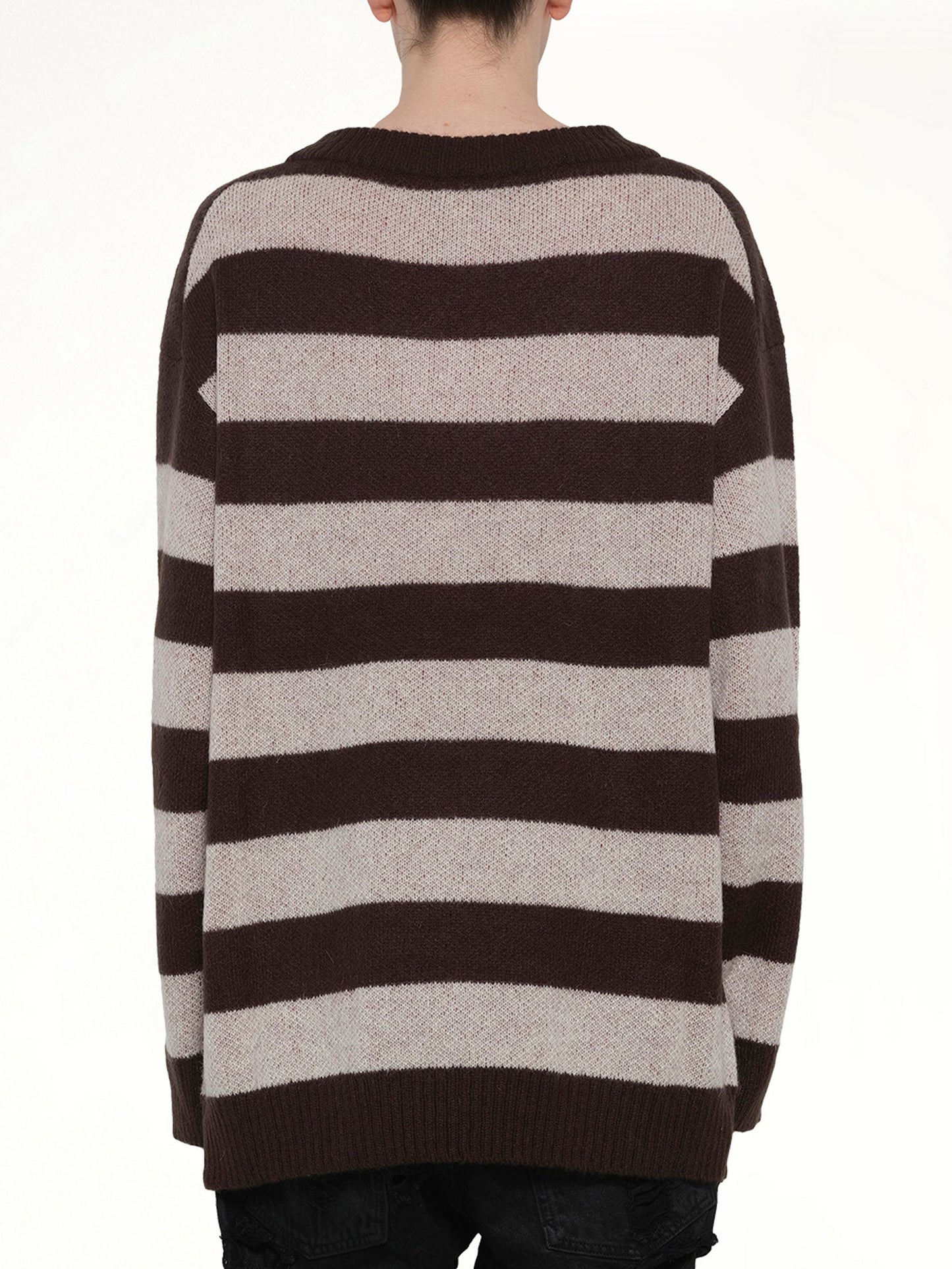 WE11DONE Grunge Stripe Pullover (Brown)