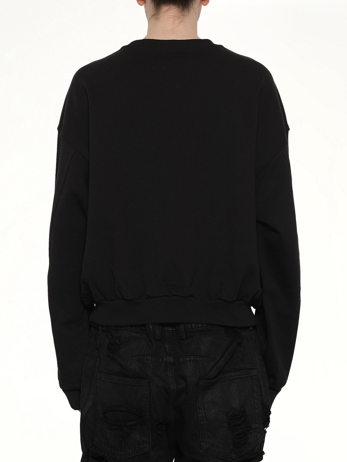 WE11DONE Rhinestone Balloon-Fit Sweatshirt (Black)
