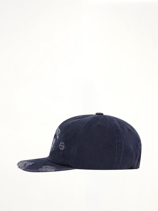 WE11DONE Distressed Collegiate Cap (Navy)