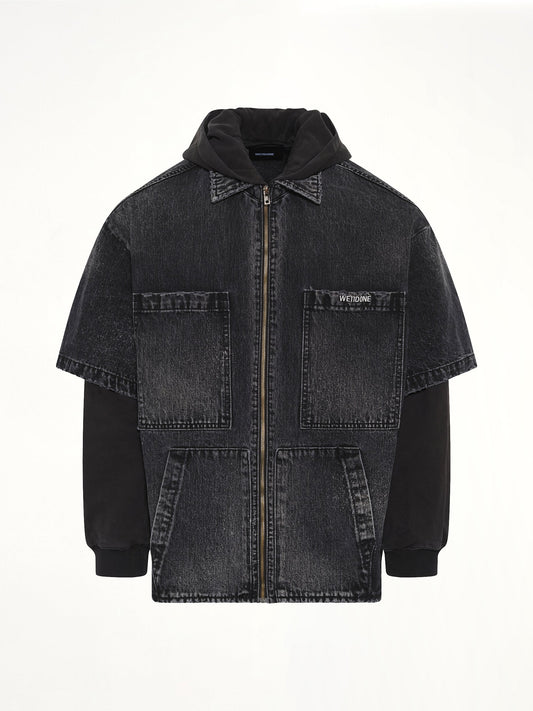 WE11DONE Faded Layered Hoodie Jacket (Black)