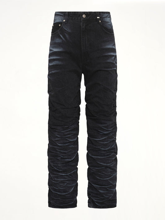 WE11DONE Textured Fold Denim Jeans (Black)
