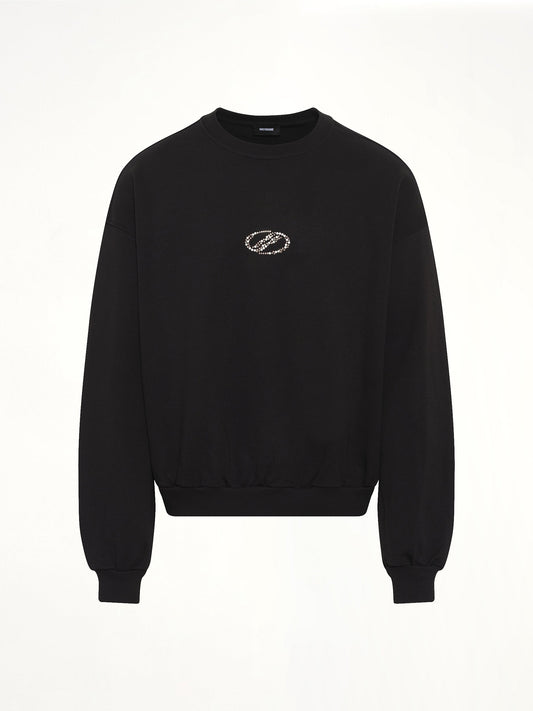 WE11DONE Rhinestone Balloon-Fit Sweatshirt (Black)