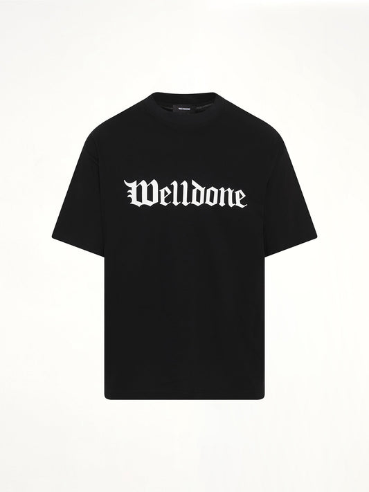 WE11DONE Gothic Logo Short-Sleeved T-Shirt (Black)