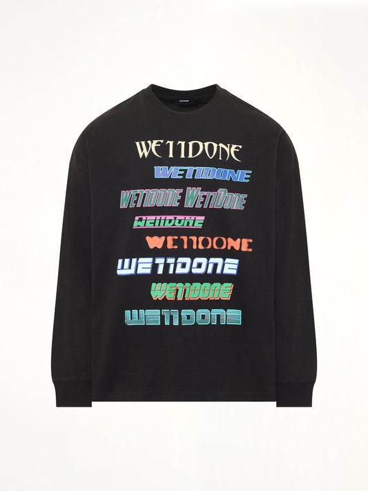 WE11DONE Multi Logo Long Sleeve T-Shirt (Black)