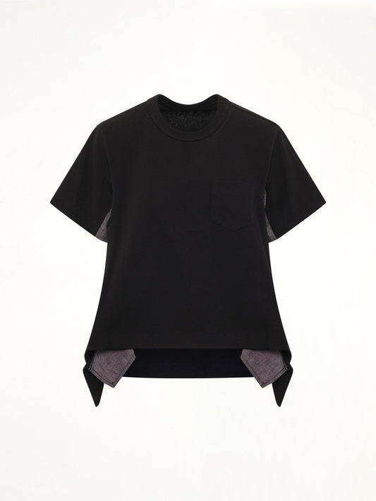 SACAI Light Weight Denim x Cotton Jersey T-Shirt (Black)