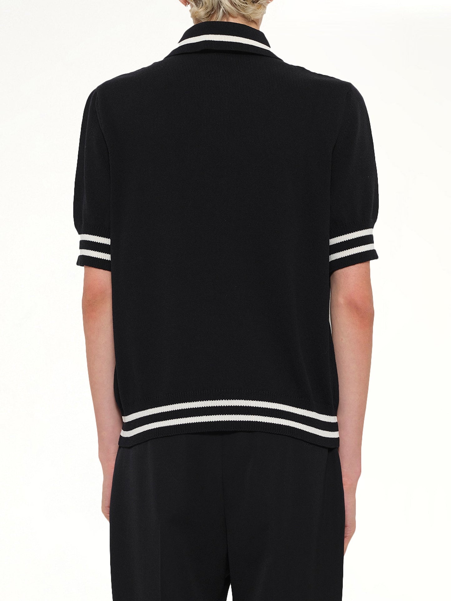 BALMAIN College Emblem Knit Polo (Black)