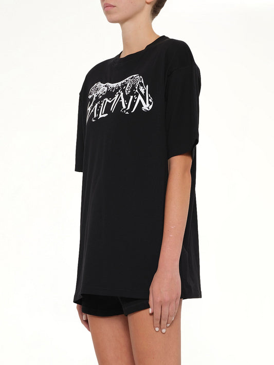 BALMAIN Leopard Print T-Shirt (Black)