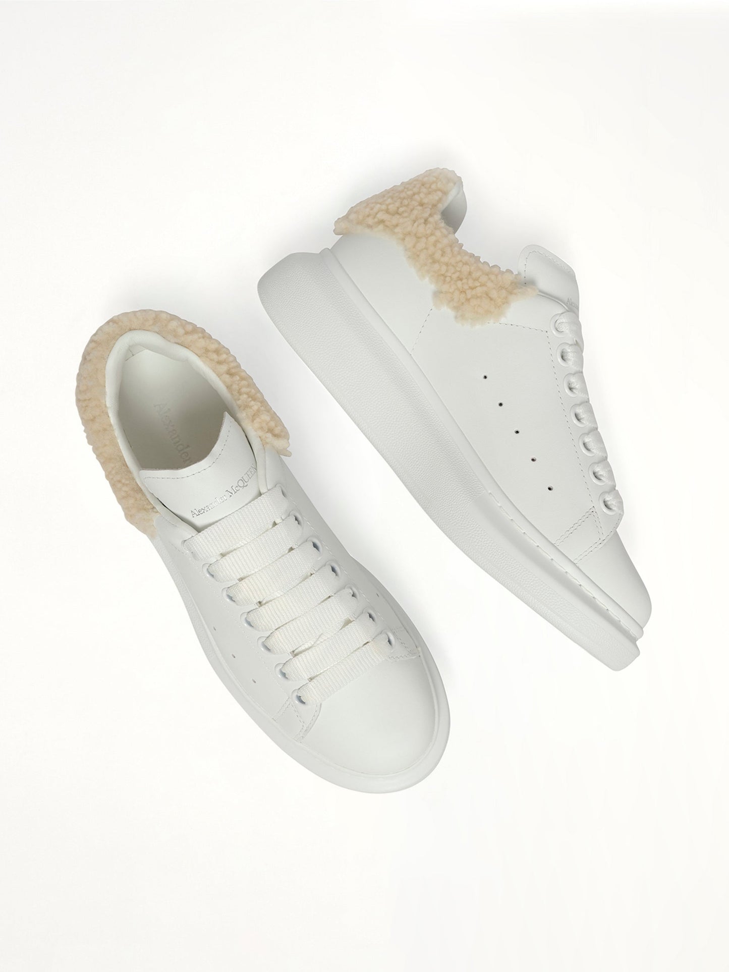 ALEXANDER MCQUEEN Larry Fur Heel Sneaker (White)