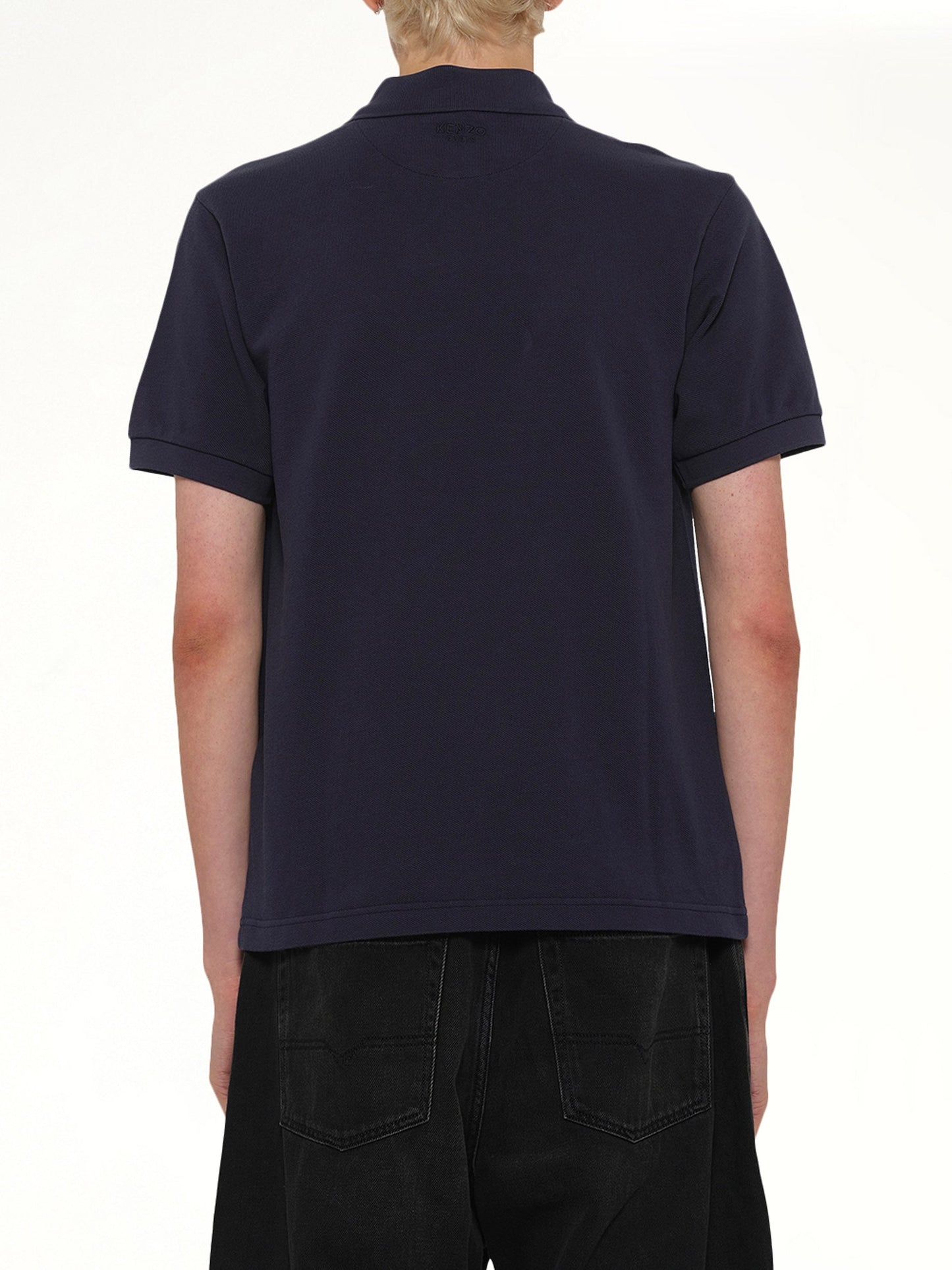 KENZO Gots Boke Flower Embroidered Slim Polo (Navy)