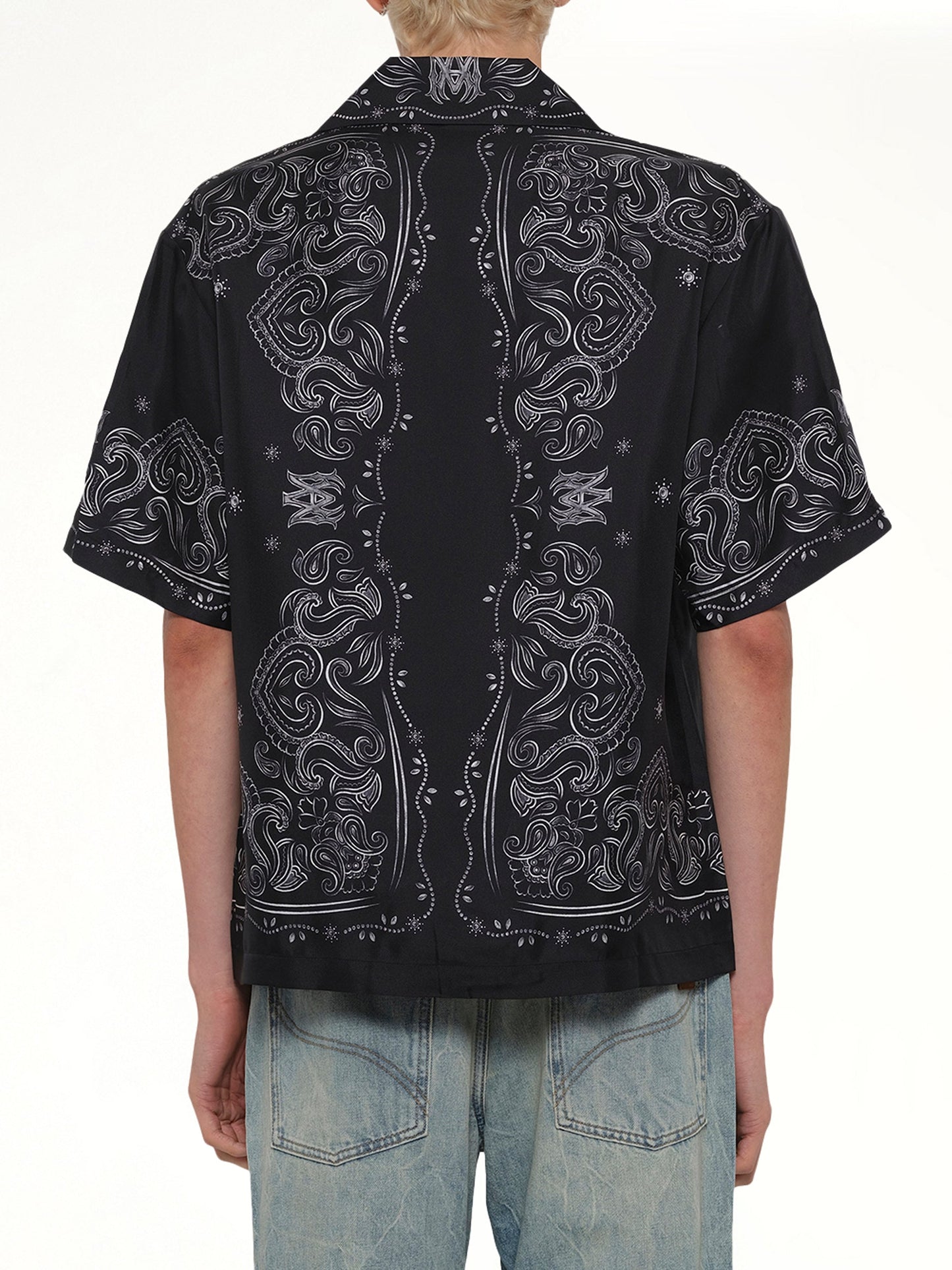 AMIRI Bandana Paint Oversized Bowling Shirt (Black)
