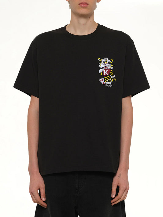 Image of T-Shirts. Product name - Gots Kenzo Wild Tiger Embroidered Oversize T-Shirt in Black colour by brand - KENZO