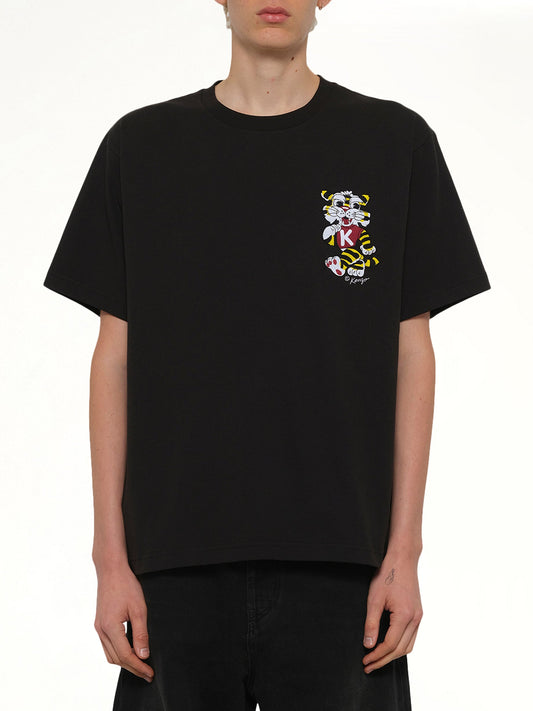 Image of T-Shirts. Product name - Gots Kenzo Wild Tiger Embroidered Oversize T-Shirt in Black colour by brand - KENZO
