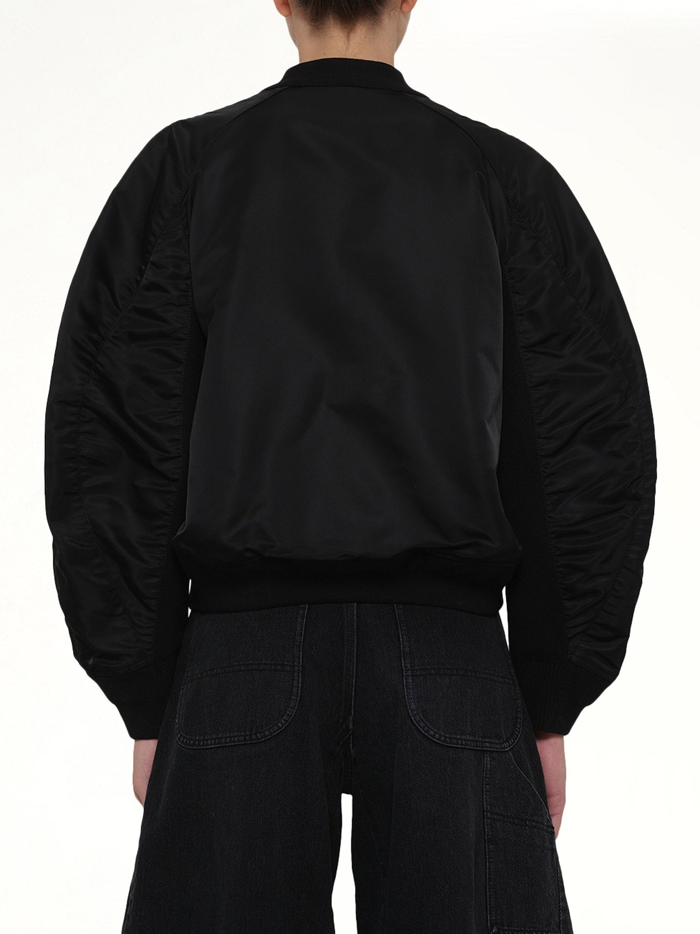SACAI Nylon Twill x Knit Cardigan (Black)