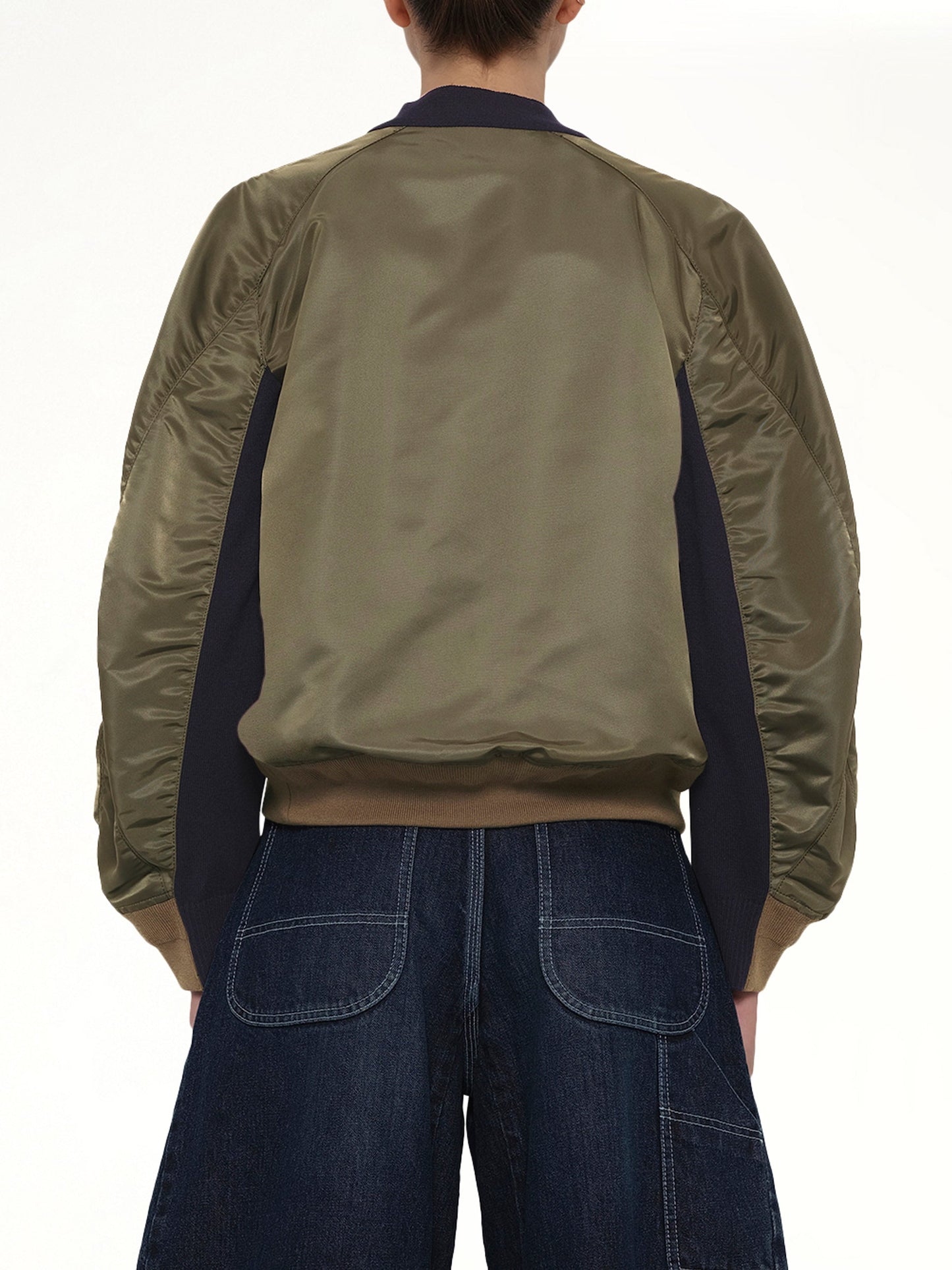 SACAI Nylon Twill x Knit Cardigan (Navy)