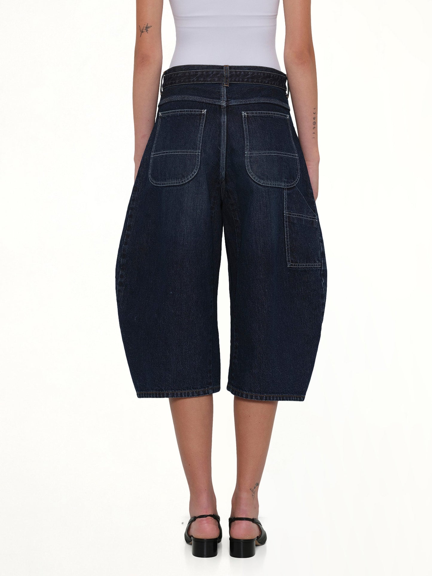 SACAI Barrel Denim Bermuda Pants (Blue)