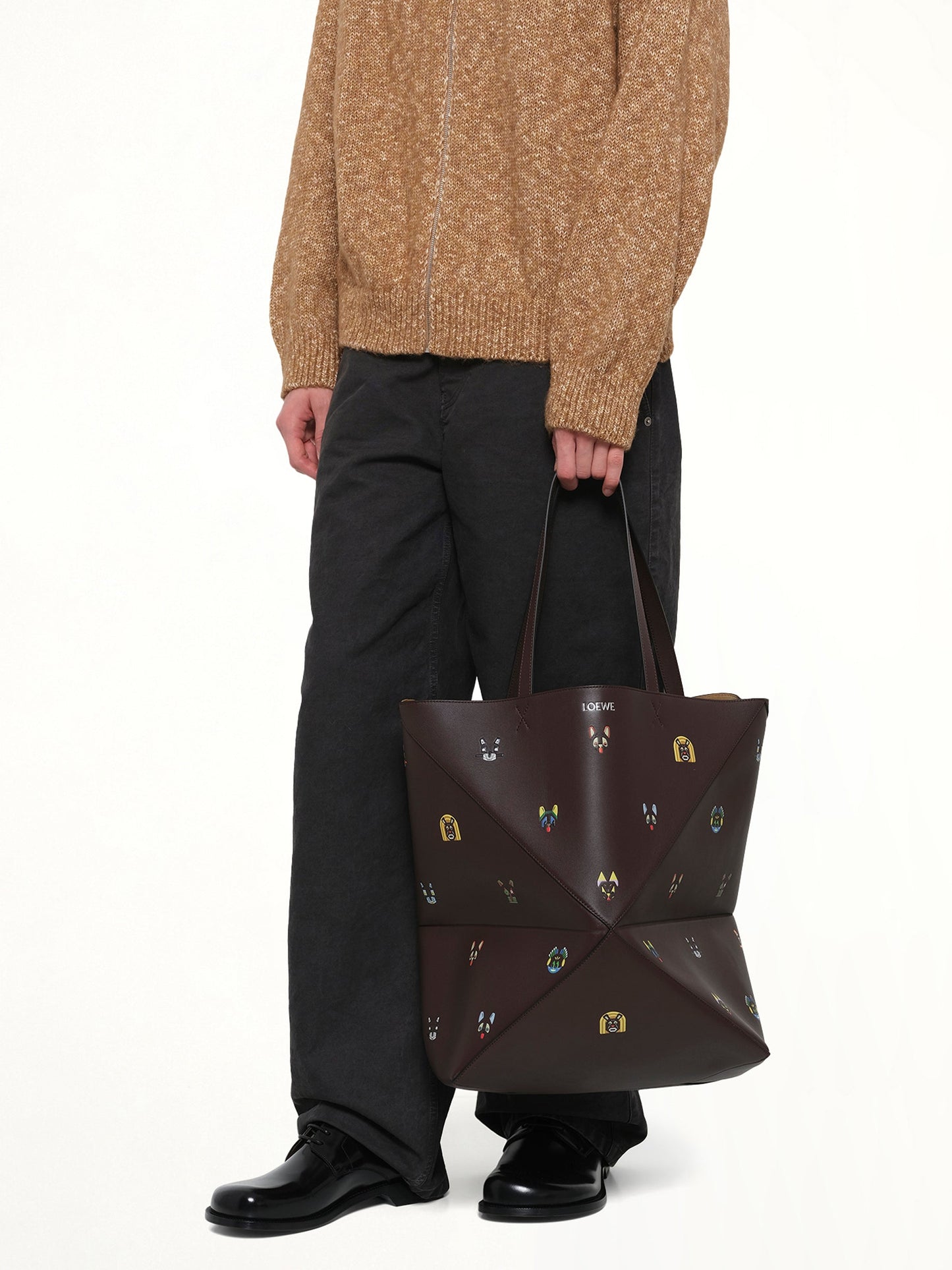 LOEWE Puzzle Fold Tote XL Allover Cats (Brown)
