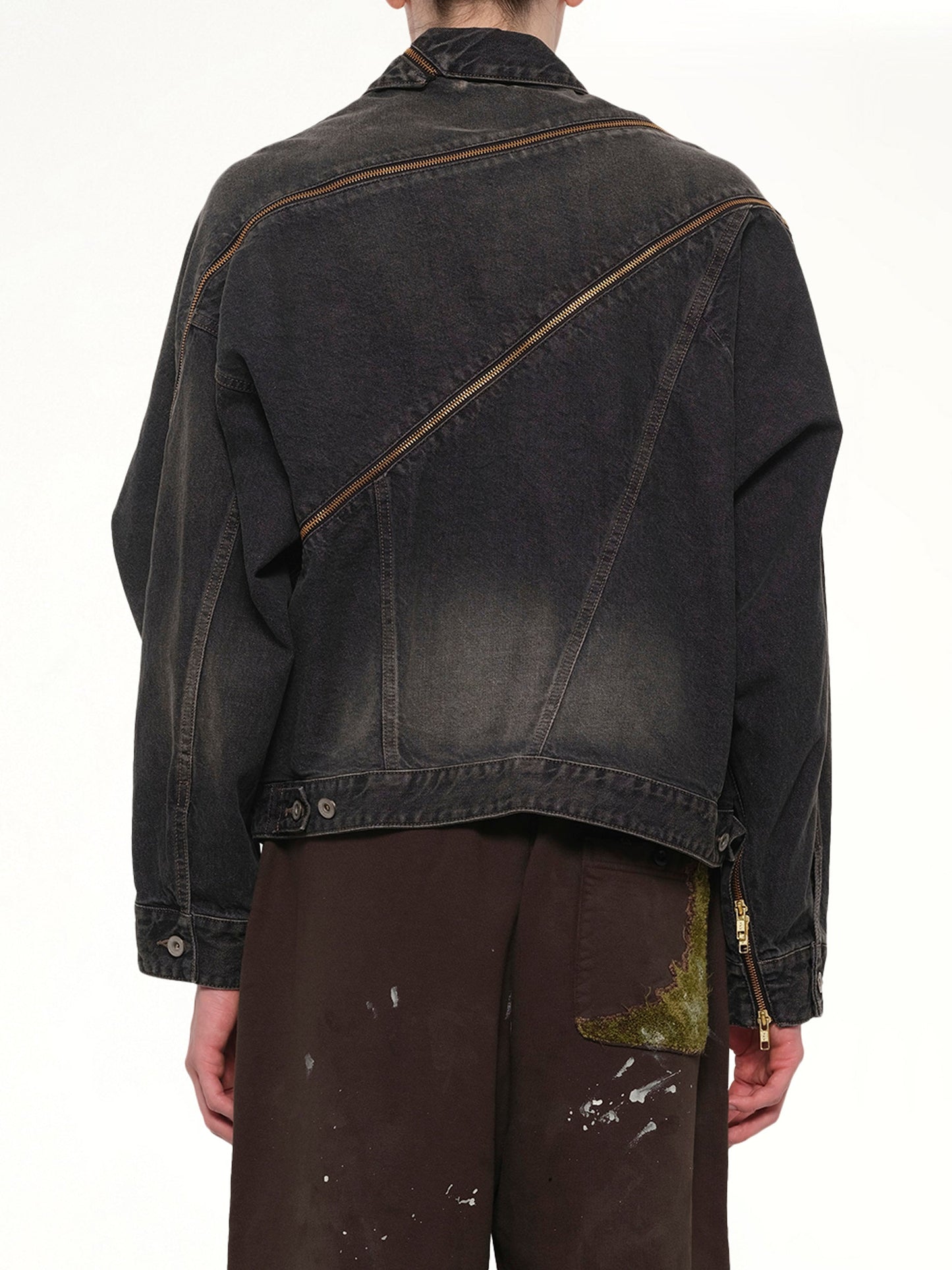 DOUBLET Filleted Zip Denim Jacket (Black)