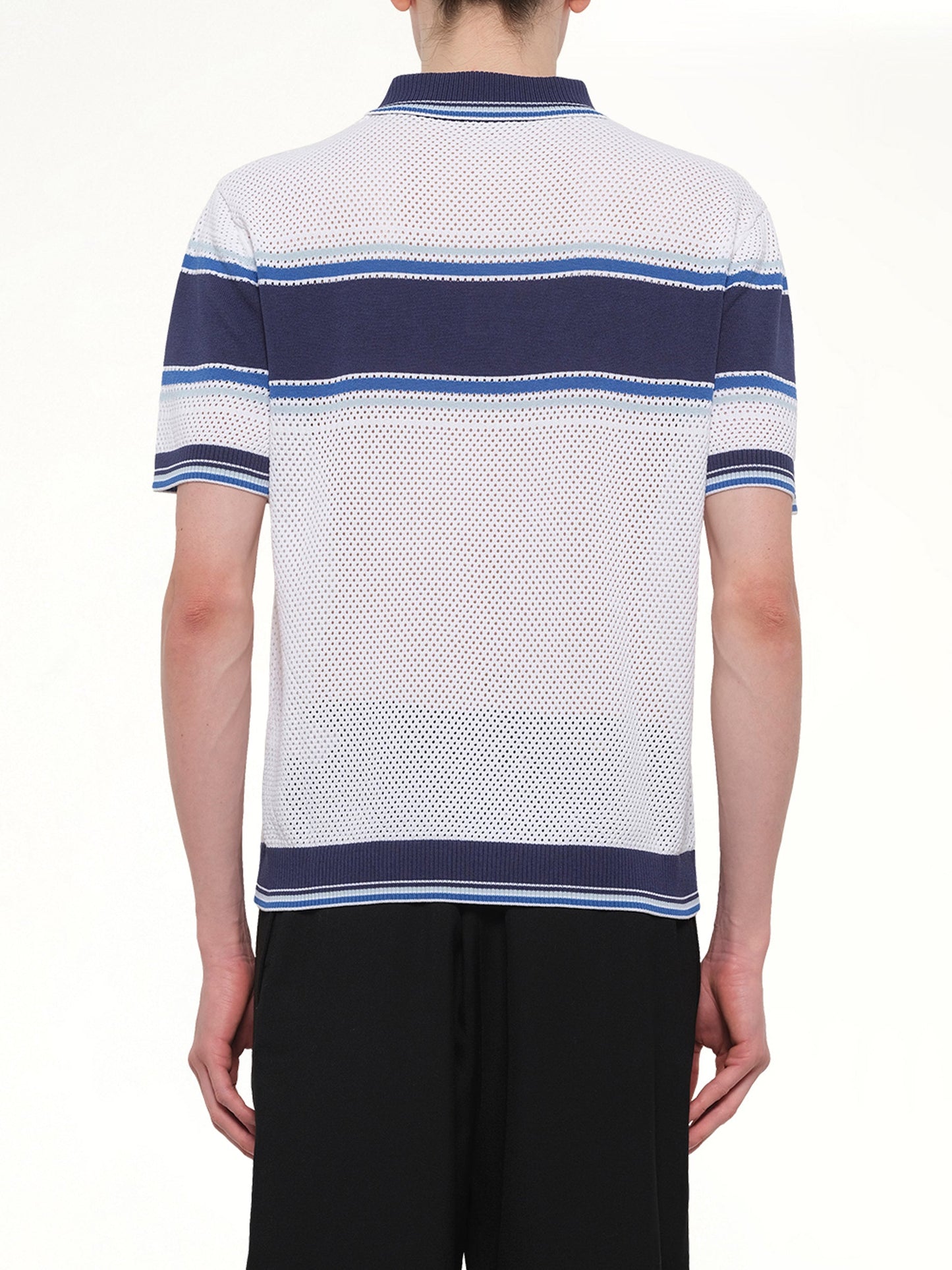 CASABLANCA Mesh Stripe Polo (White)