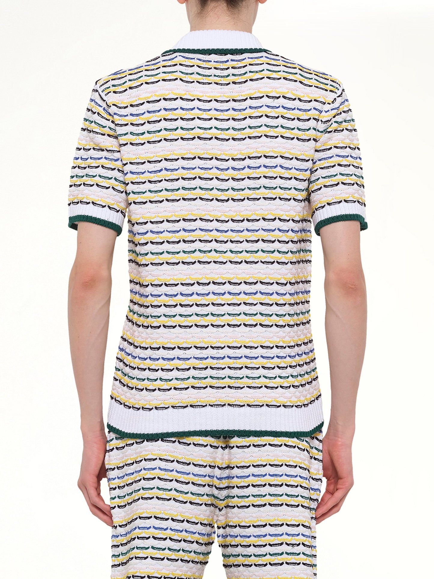 CASABLANCA Tuck Stitch Polo Shirt (White)