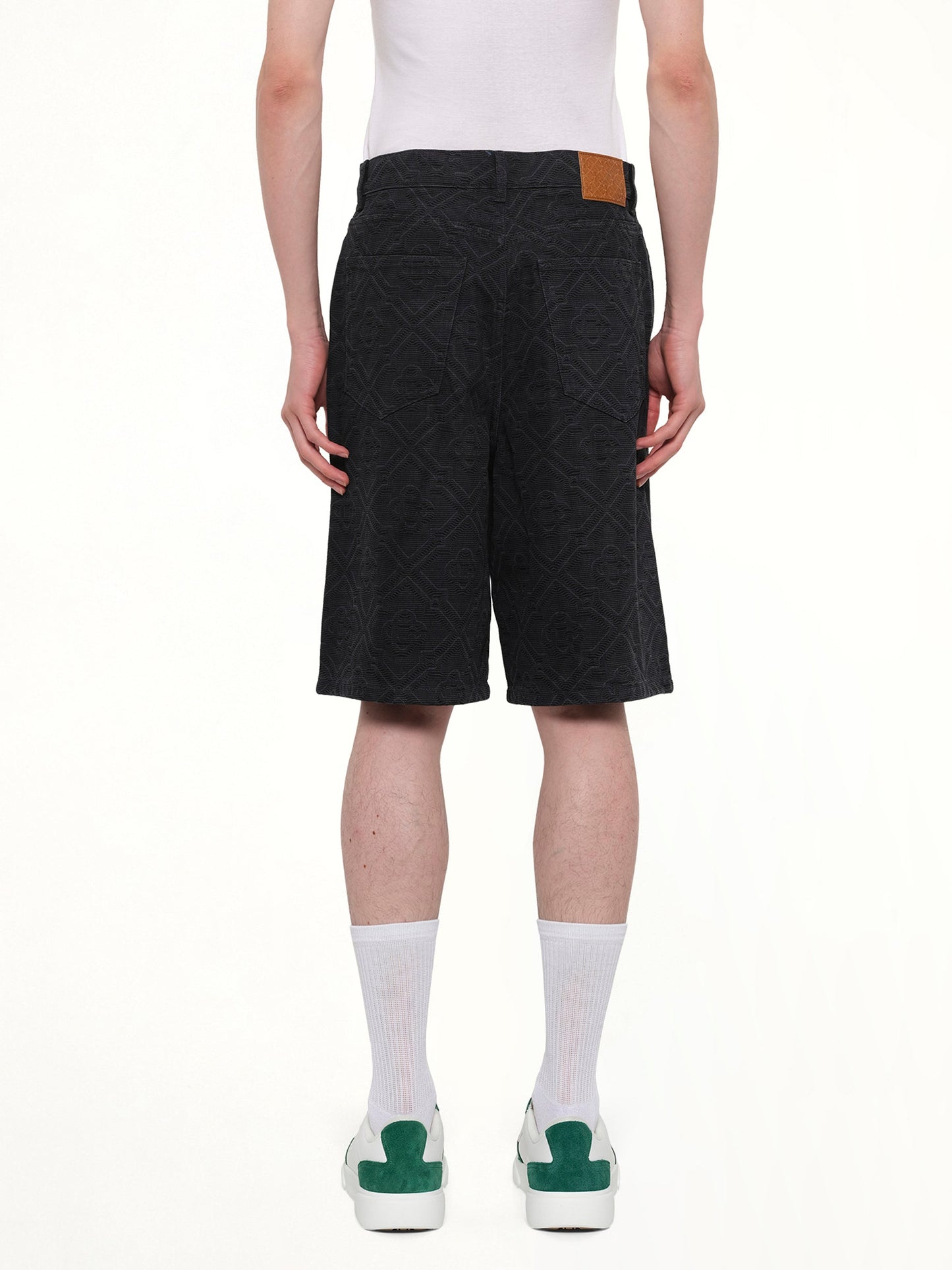 CASABLANCA Laser Monogram Denim Shorts (Black)
