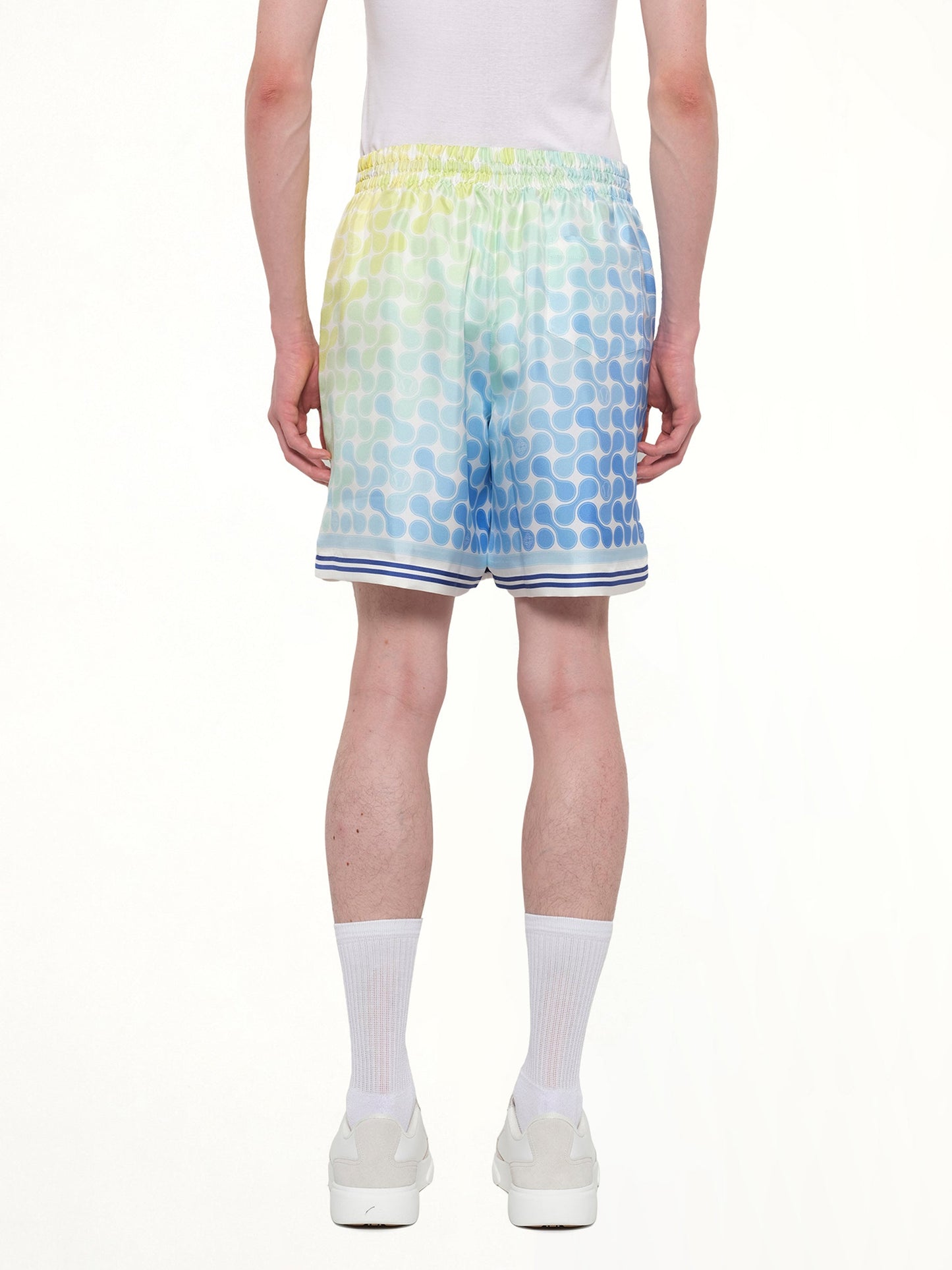 CASABLANCA Tennis Tile Silk Shorts (Blue)