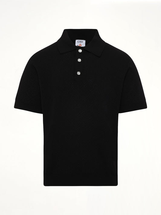 CASABLANCA Pointelle Monogram Polo (Black)