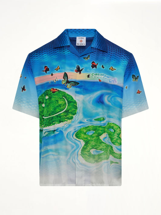 CASABLANCA Beyond Destiny Cuban Collar SS Shirt (Blue)