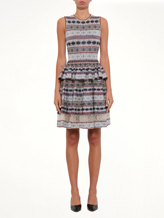 ALEXANDER MCQUEEN Sleeveless Peplum Dress (Grey)