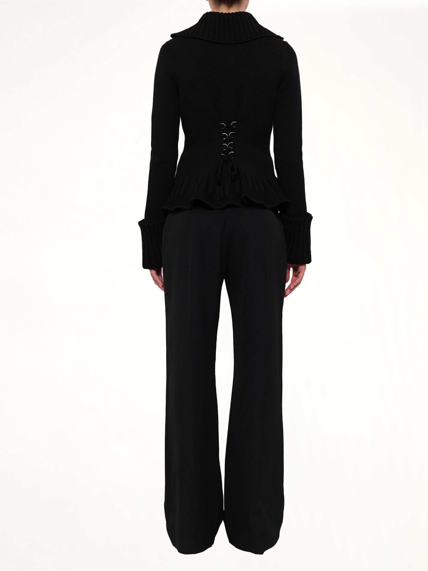 ALEXANDER MCQUEEN Amq Lace Up Cardigan (Black)