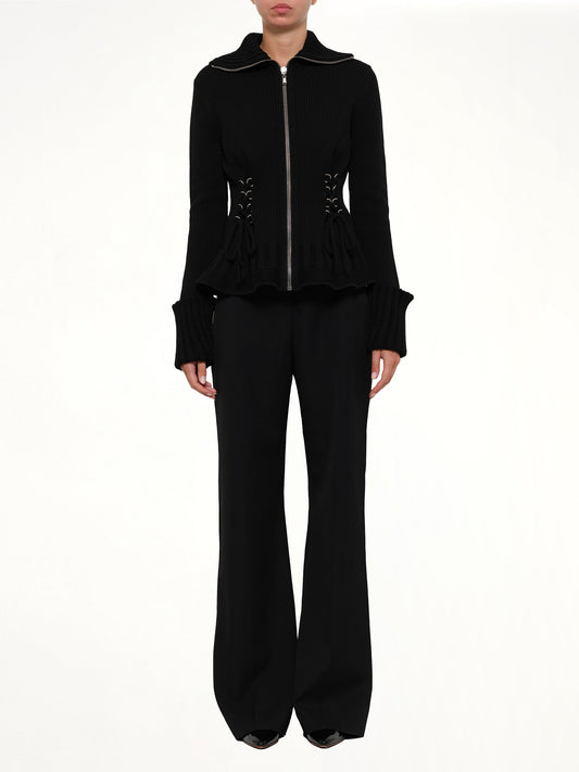 ALEXANDER MCQUEEN Amq Lace Up Cardigan (Black)