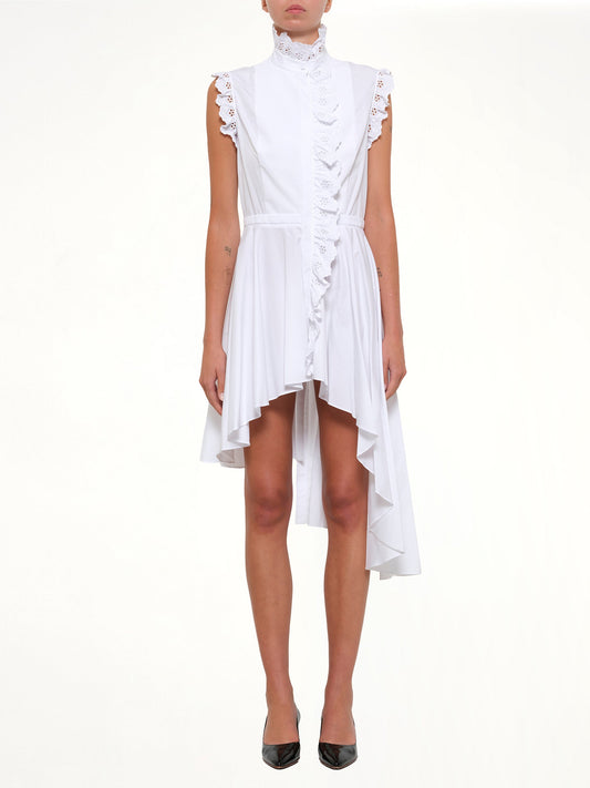 ALEXANDER MCQUEEN Sleeveless Ruffle Dress (White)