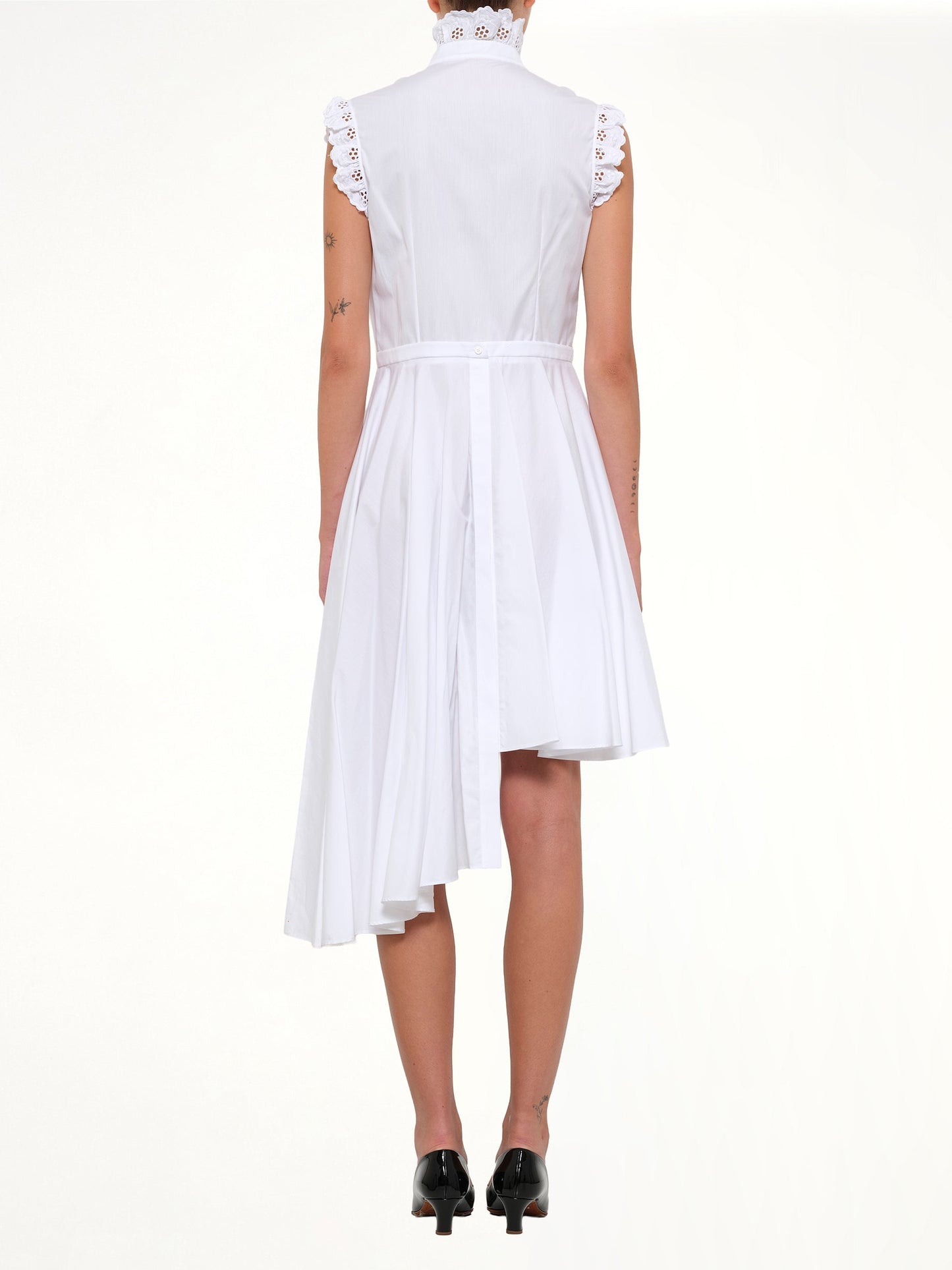 ALEXANDER MCQUEEN Sleeveless Ruffle Dress (White)