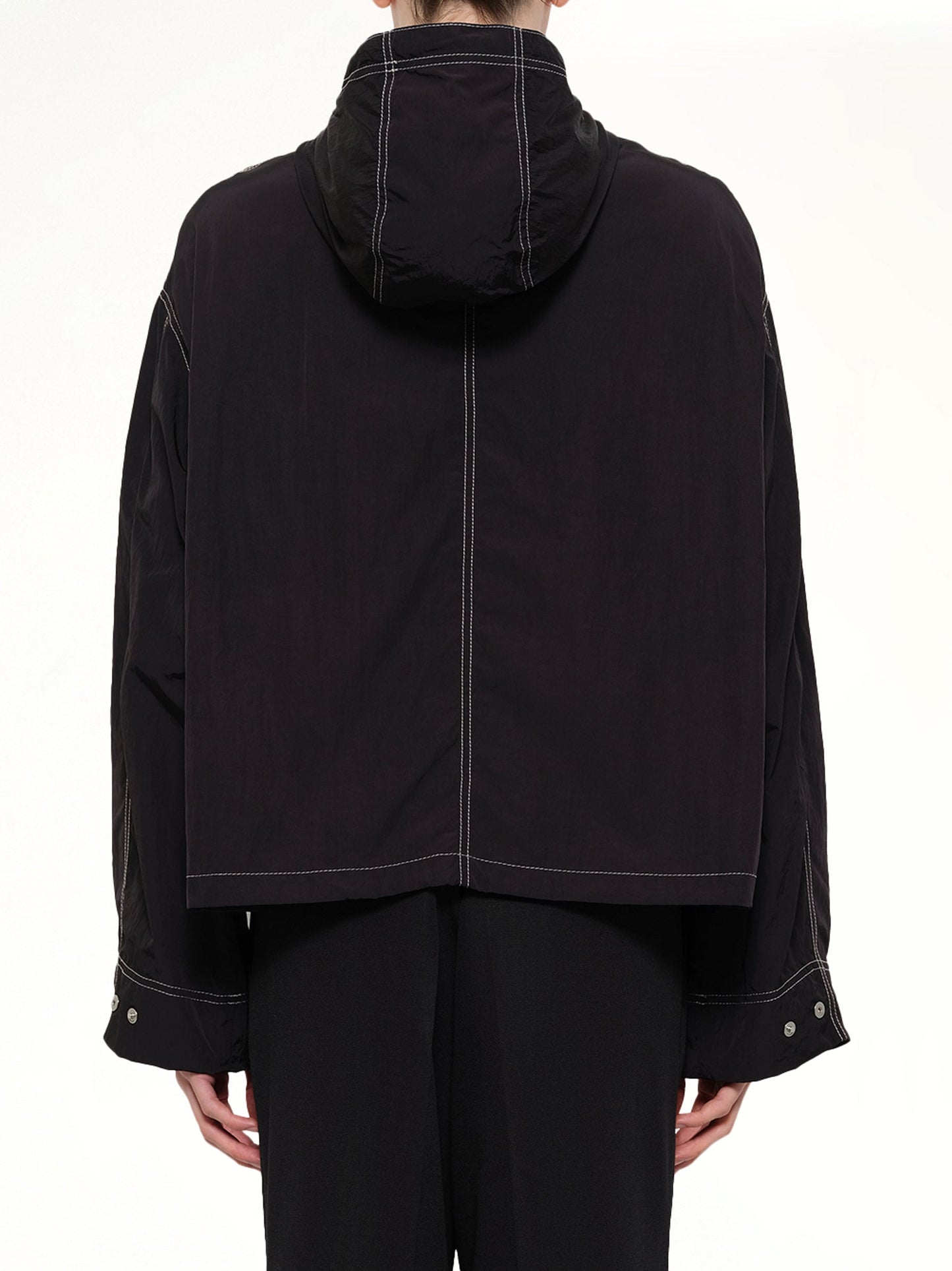 AMI PARIS Crinkle Nylon Zipped Jacket (Black)