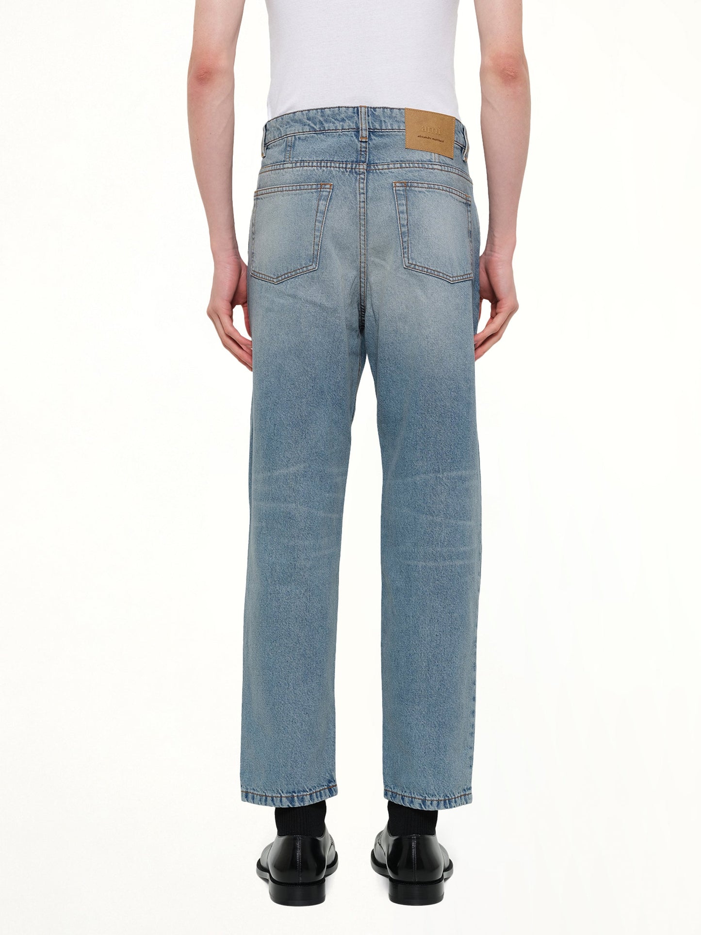 AMI PARIS Tapered Fit Jeans (Blue)