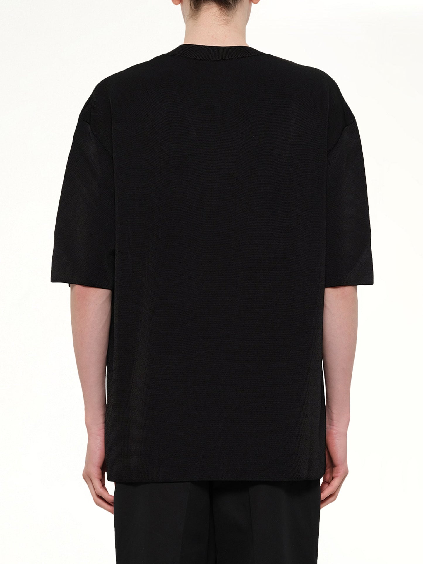 AMI PARIS Short Sleeve V-Neck Sweater (Black)