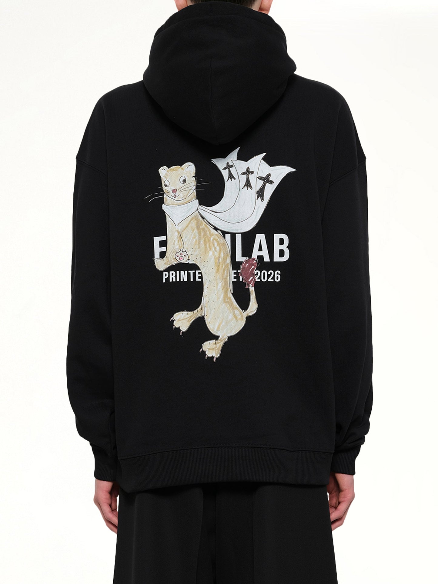 EGONLAB Hermine Print Cotton Hoodie (Black)