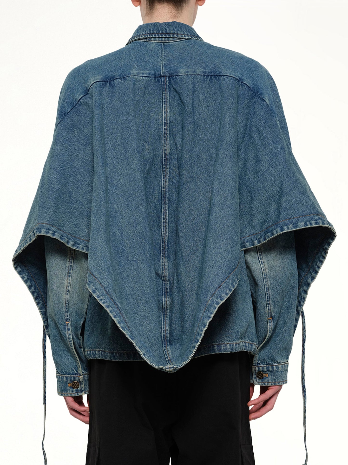 EGONLAB Convertible Hooded Denim Jacket (Blue)