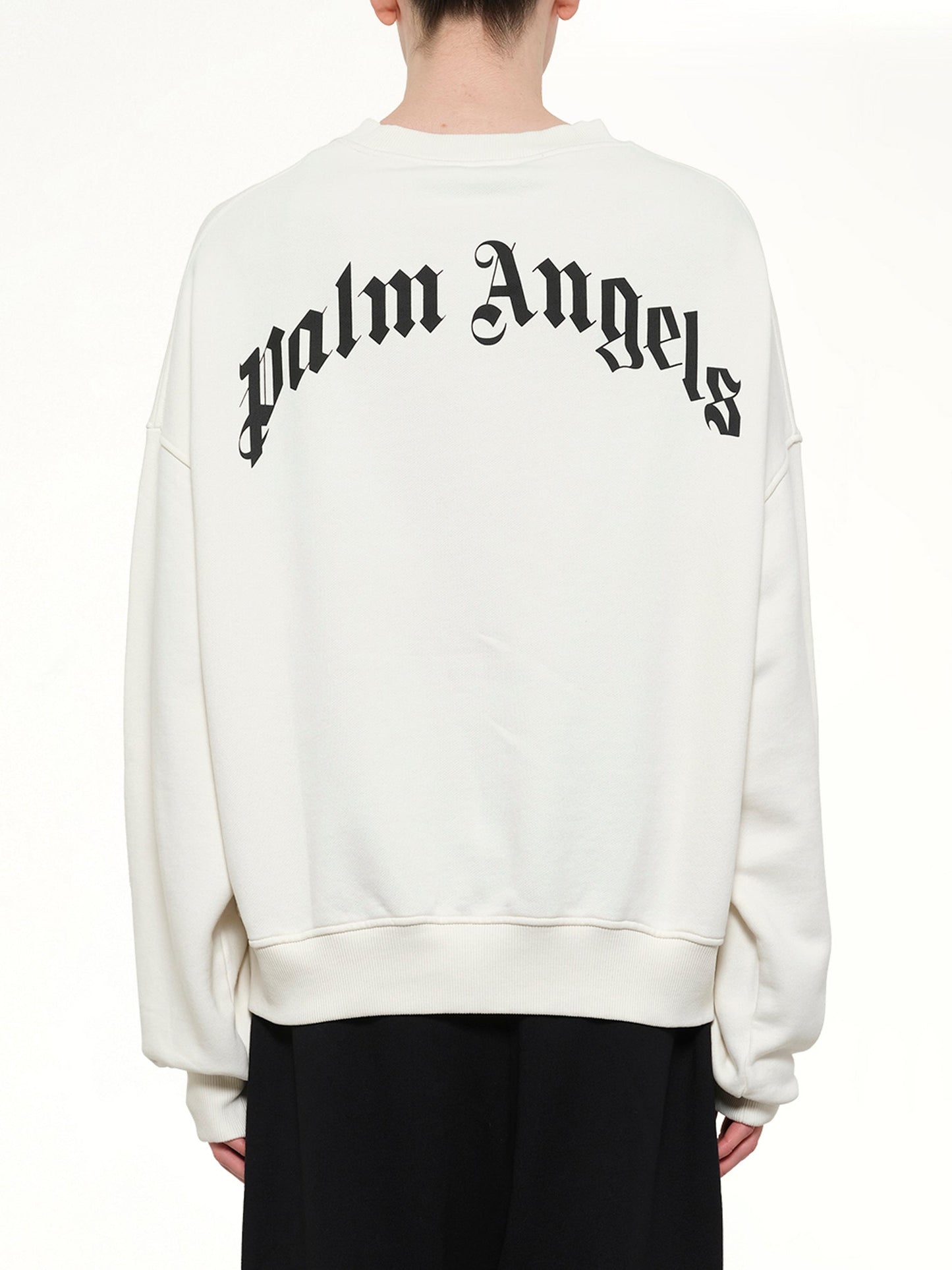 PALM ANGELS Back Curved Logo Loose Sweatshirt (White)