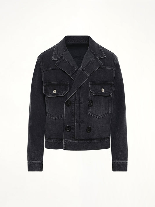SACAI Double Breasted Denim Jacket (Black)
