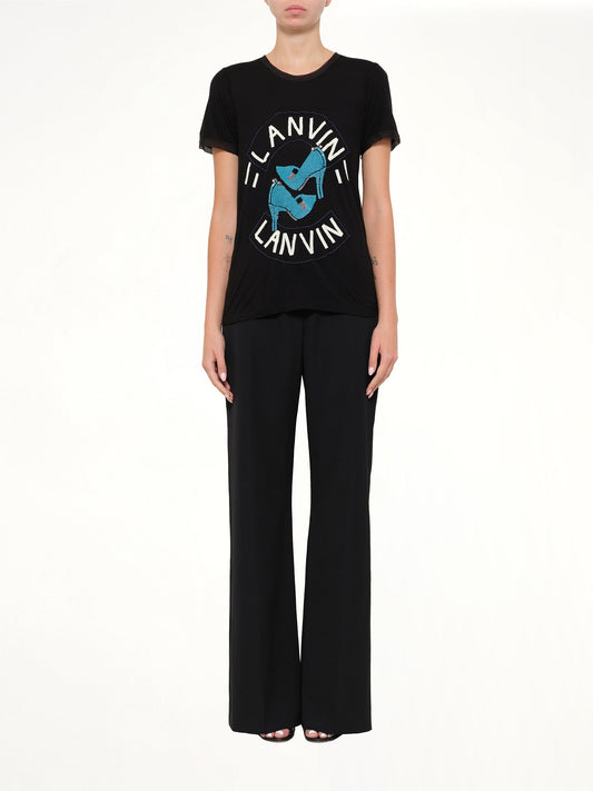 Lanvin Embroidered Jersey Top (Black)