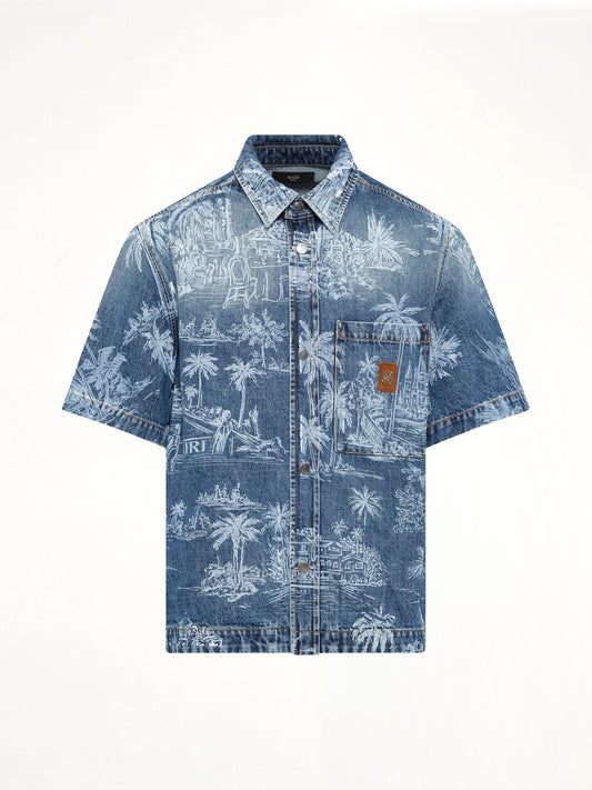 AMIRI Chateau Palms Denim Shirt (Indigo)